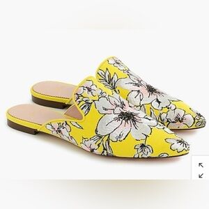 J Crew Brocade Floral Yellow Women's Mules 8.5